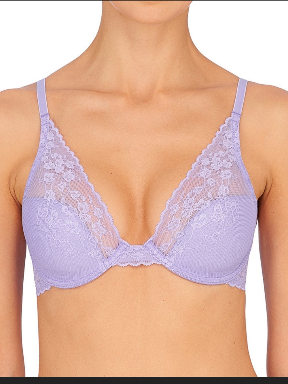 Natori Cherry Blossom Convertible Plunge Lavender Underwire Bra 32E (DD)